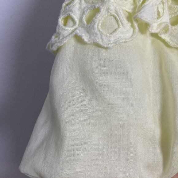 Ann Taylor Pastel Yellow Blouse Top XXL Ruffled Sleeves Crew Neck Cotton Blend - Picture 10 of 10